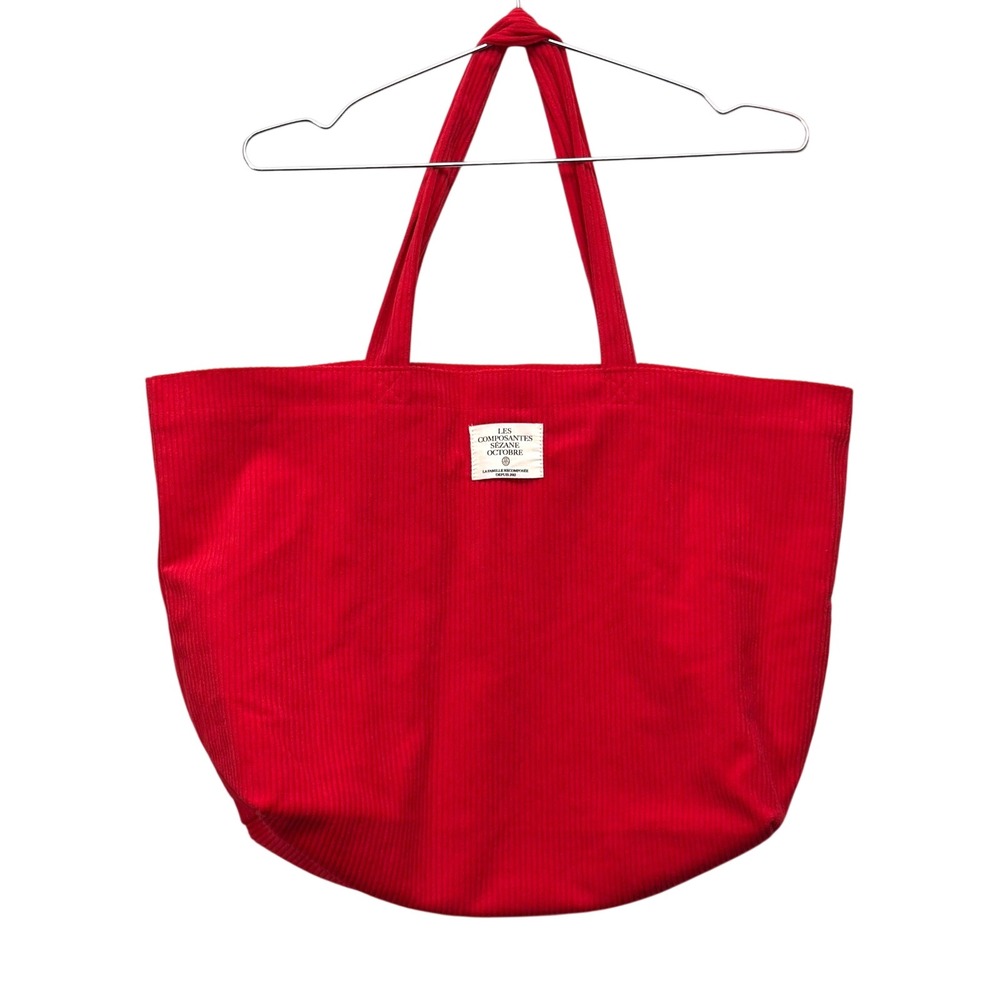 Sezane red corduroy Tote Bag Women One Size Red Paris French Aesthetic 20 x13"